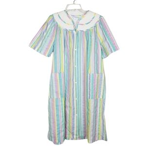 VINTAGE National pastel rainbow kaftan housedress maxi dress caftan